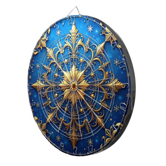 Blue Decorative Floral Dartboard Dartbord (Voorkant Rechts)