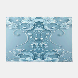 Blue Decorative Floral Doormat Deurmat