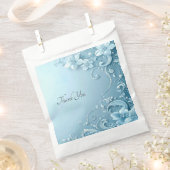Blue Decorative Floral Favor Bag Bedankzakje (Geknipt)