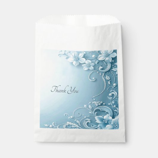 Blue Decorative Floral Favor Bag Bedankzakje (Voorkant)