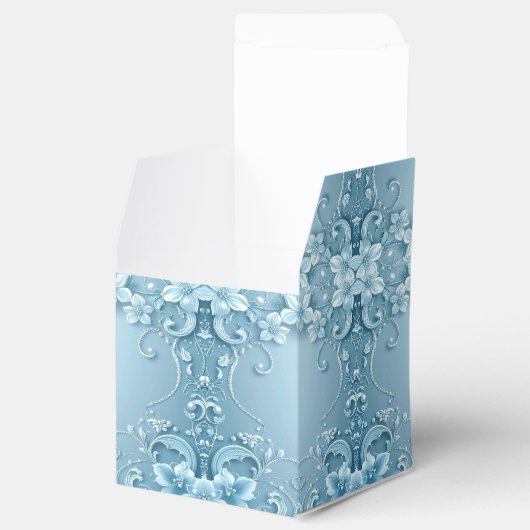 Blue Decorative Floral Favor Box Bedankdoosjes (Geopend)