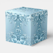 Blue Decorative Floral Favor Box Bedankdoosjes (Achterkant)