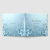 Blue Decorative Floral Guest Book Gastenboek (Volledig)