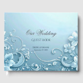 Blue Decorative Floral Guest Book Gastenboek (Voorkant)