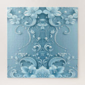 Blue Decorative Floral Jigsaw Puzzle Legpuzzel (Verticaal)
