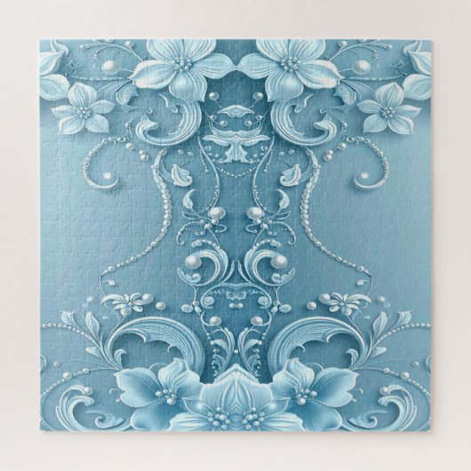 Blue Decorative Floral Jigsaw Puzzle Legpuzzel (Verticaal)