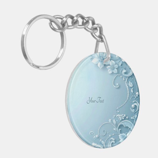 Blue Decorative Floral Keychain (Voorkant Links)