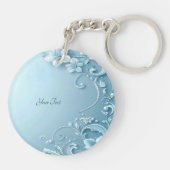 Blue Decorative Floral Keychain (Achterkant)
