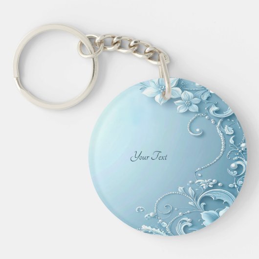 Blue Decorative Floral Keychain (Voorkant)