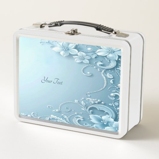 Blue Decorative Floral Lunchbox (Voorkant)