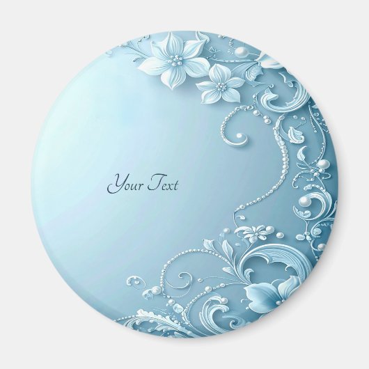 Blue Decorative Floral Magnet (Voorkant)