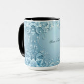 Blue Decorative Floral Mug Mok (Voorkant links)