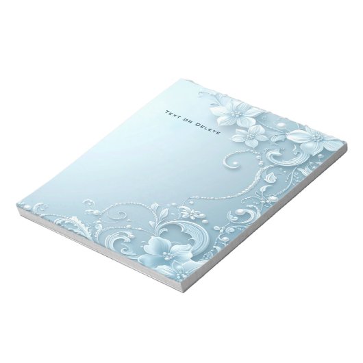 Blue Decorative Floral Notepad Notitieblok (Linkerzijde)