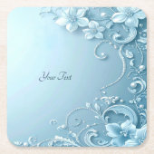 Blue Decorative Floral Paper Coaster Kartonnen Onderzetters (Voorkant)