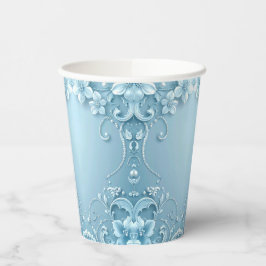 Blue Decorative Floral Paper Cups Papieren Bekers