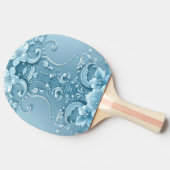 Blue Decorative Floral Ping Pong Paddle Tafeltennisbatje (Zijkant)