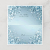 Blue Decorative Floral Place Card Plaatskaartje (Buitenkant ongevouwen)