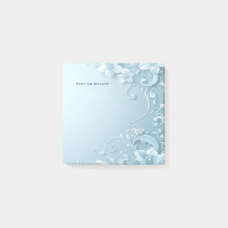 Blue Decorative Floral Post it Notes