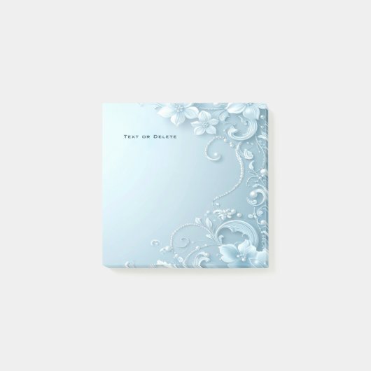 Blue Decorative Floral Post it Notes (Voorkant)