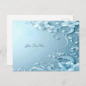 Blue Decorative Floral Postcard Briefkaart (Voorkant / Achterkant)