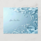 Blue Decorative Floral Postcard Briefkaart (Voorkant)