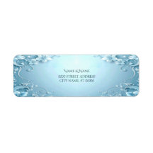 Blue Decorative Floral Return Address Label