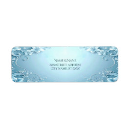 Blue Decorative Floral Return Address Label