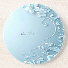 Blue Decorative Floral Sandstone Coaster Zandsteen Onderzetter