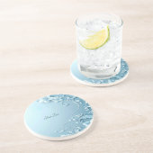 Blue Decorative Floral Sandstone Coaster Zandsteen Onderzetter (Zijkant)