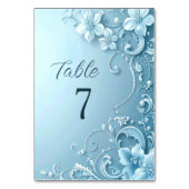 Blue Decorative Floral Table Number Kaart (Achterkant)