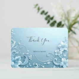 Blue Decorative Floral Thank You Card Bedankkaart