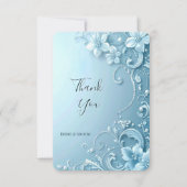 Blue Decorative Floral Thank You Card Bedankkaart (Voorkant)