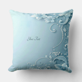 Blue Decorative Floral Throw Pillow Kussen