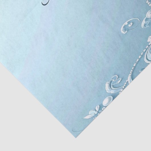 Blue Decorative Floral Tissue Paper Tissuepapier (Detail)