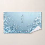Blue Decorative Floral Towel Set Bad Handdoek (Handdoek)