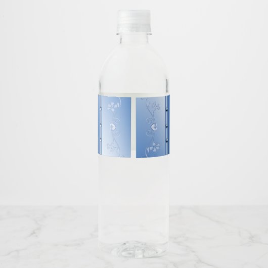 Blue Decorative Floral Water Bottle Label Waterfles Etiket (Achterkant)