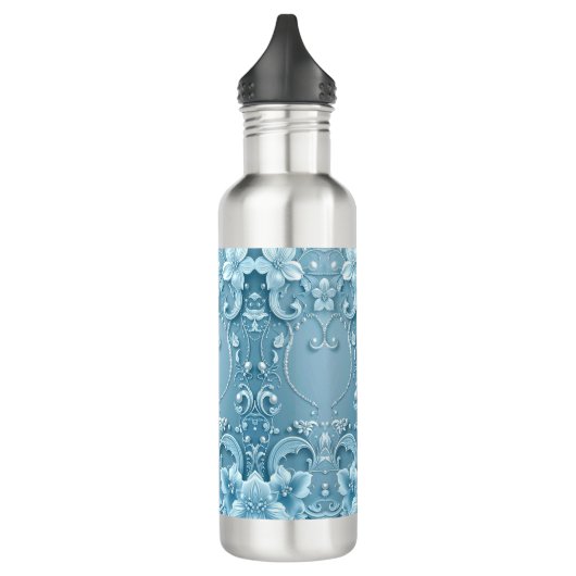 Blue Decorative Floral Water Bottle Waterfles (Links)