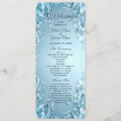 Blue Decorative Floral Wedding Program Programmakaart (Voorkant)