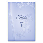 Blue Decorative Floral Wedding Table Number Kaart (Achterkant)