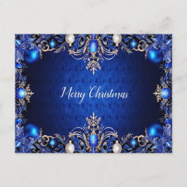 Blue Decorative Holiday Christmas Briefkaart