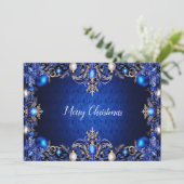 Blue Decorative Holiday Christmas Kaart (Staand voorkant)