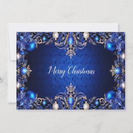 Blue Decorative Holiday Christmas Kaart