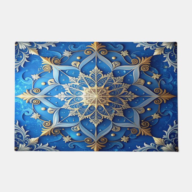 Blue Decorative Holiday Doormat Deurmat (Voorkant)