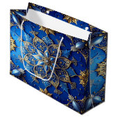 Blue Decorative Holiday Gift Bag Groot Cadeauzakje (Voorkant Gekanteld)