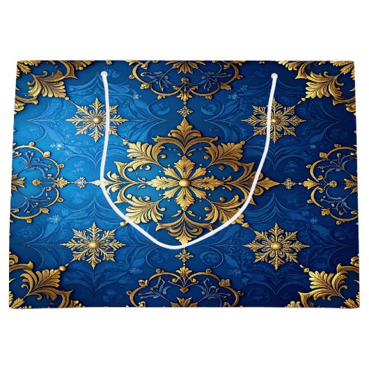 Blue Decorative Holiday Gift Bag Groot Cadeauzakje (Voorkant)