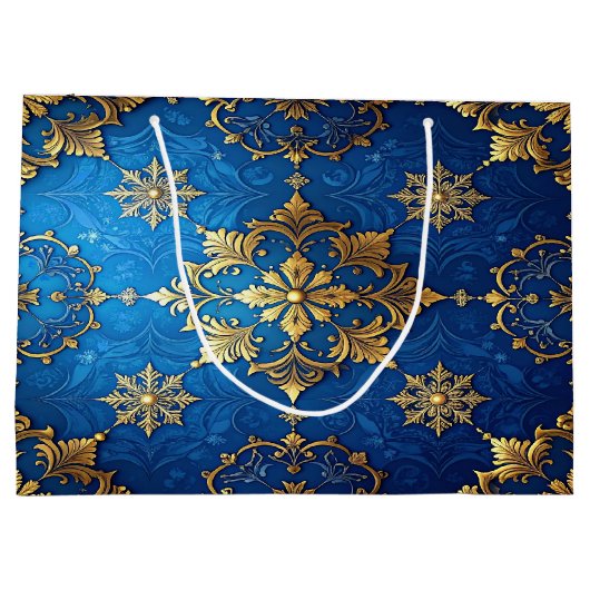 Blue Decorative Holiday Gift Bag Groot Cadeauzakje (Achterkant)