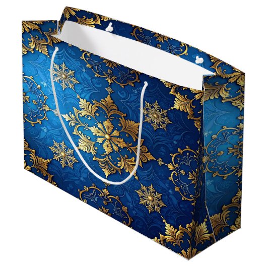 Blue Decorative Holiday Gift Bag Groot Cadeauzakje (Achterkant Gekanteld)