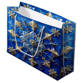 Blue Decorative Holiday Gift Bag Groot Cadeauzakje (Voorkant Gekanteld)