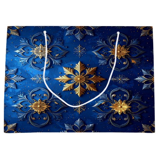 Blue Decorative Holiday Gift Bag Groot Cadeauzakje (Voorkant)