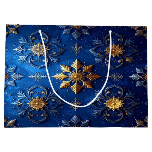 Blue Decorative Holiday Gift Bag Groot Cadeauzakje (Achterkant)